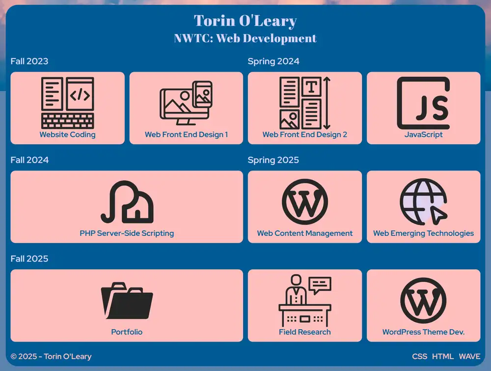 Torin O'Leary's web development homepage screenshot
