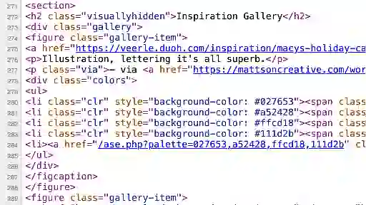 Veerle's Inspiration Gallery color palette code